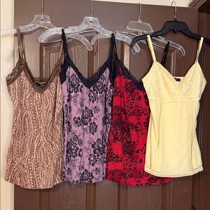 Express Women's Lace Trim Camisoles - Brown, Purple, Red, Yellow